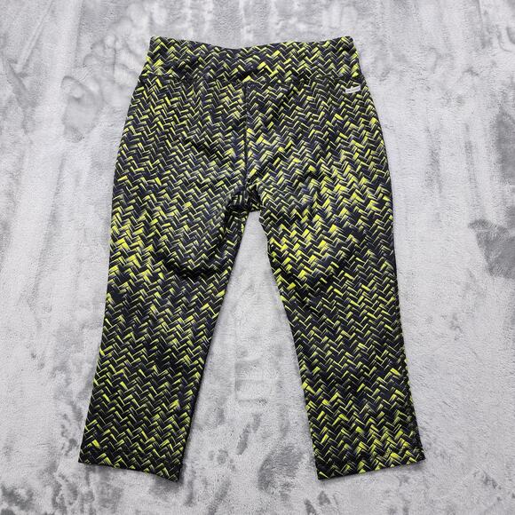 Danskin Now Leggings Womens S Black Green Pull On Crop Capri Workout Yoga Gym - Picture 2 of 11